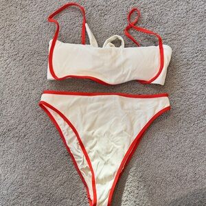 L*Space Cream and Red Bikini Set